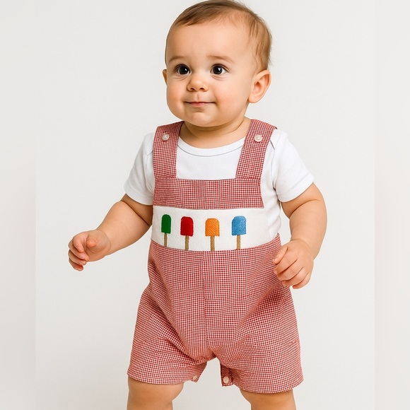 Vintage 80s Hand Smocked Baby Outfit - Picture 1 of 10